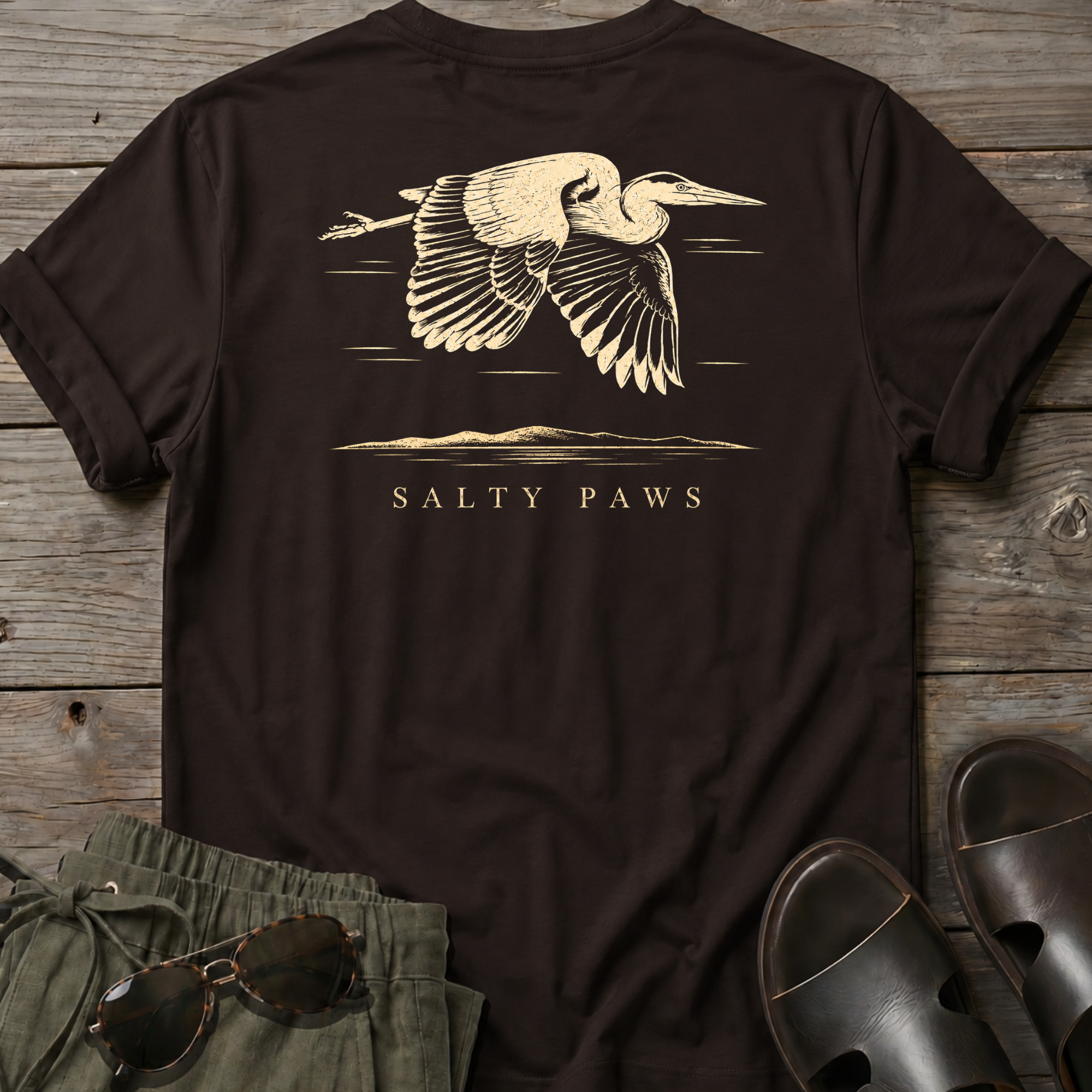 Great Heron Flight 3 T-shirt BACK DESIGN