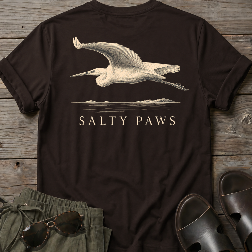 Egret in Flight 2 BACK DESIGN T-Shirt — Art Tee
