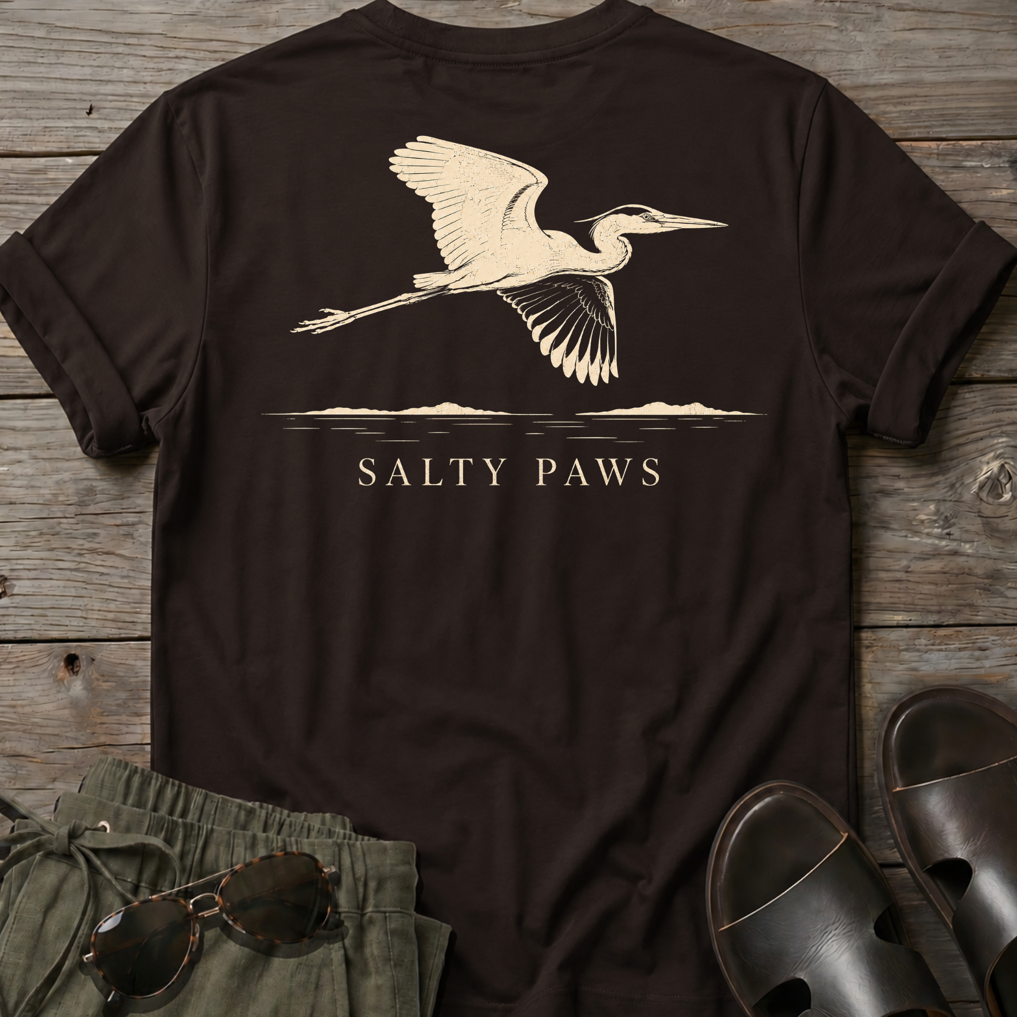 Great Heron Flight T-shirt BACK DESIGN