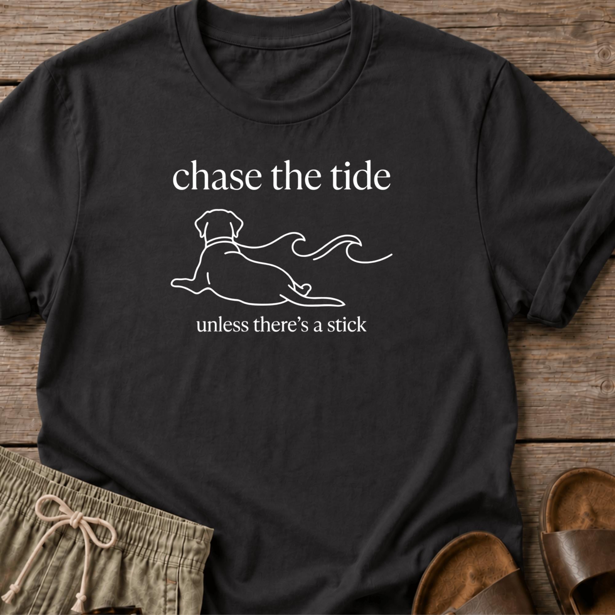 Lazy Dog Stick Bella Canvas - Labrador Retriever - coastal graphic t-shirt, Salty Paws