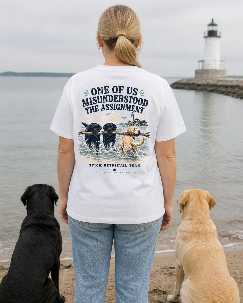 One of Us Misunderstood the Assignment Comfort Colors T-Shirt in White, worn by a model