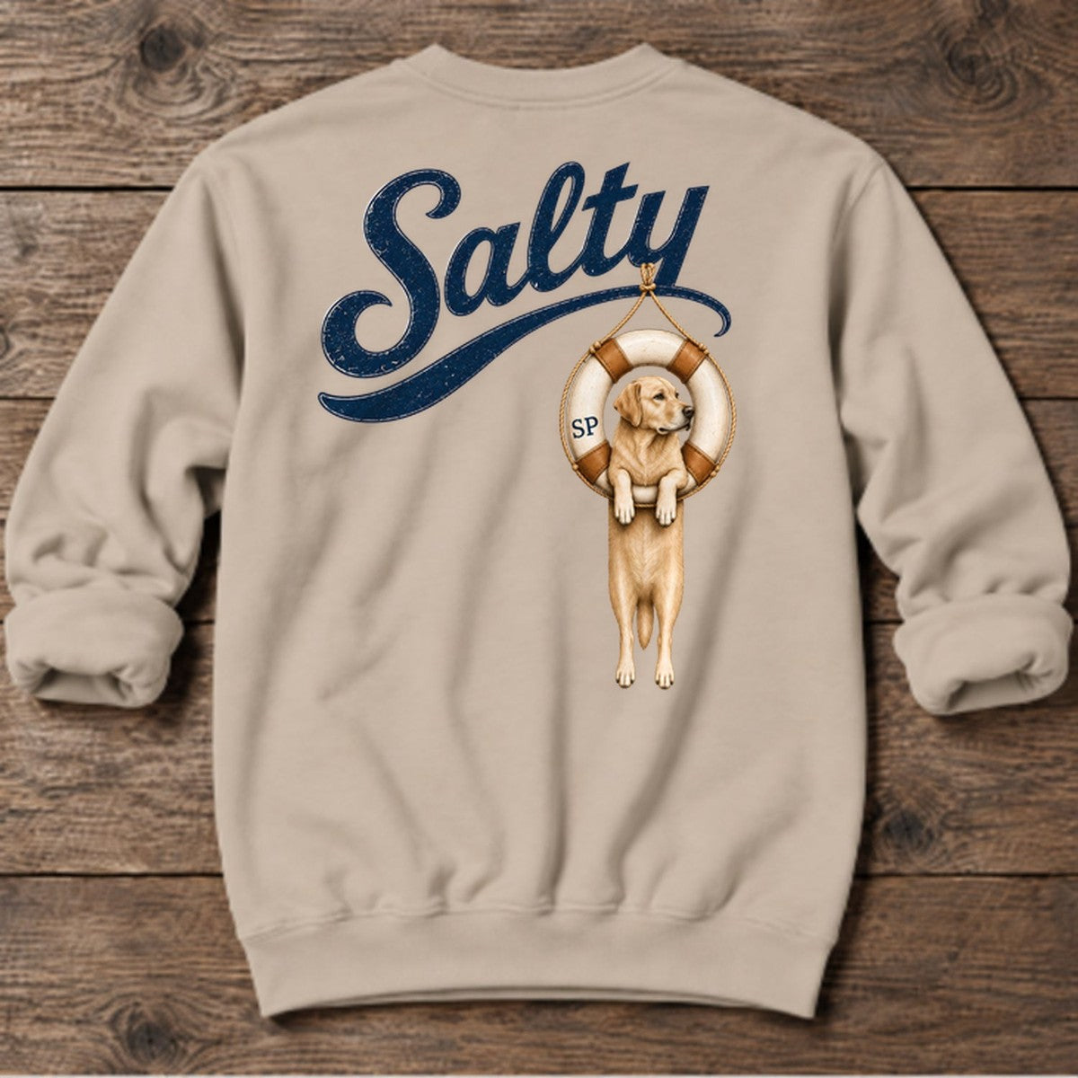 Golden Retrievers Tube Midweight Sweatshirt in Sand, Salty Paws coastal sweatshirt