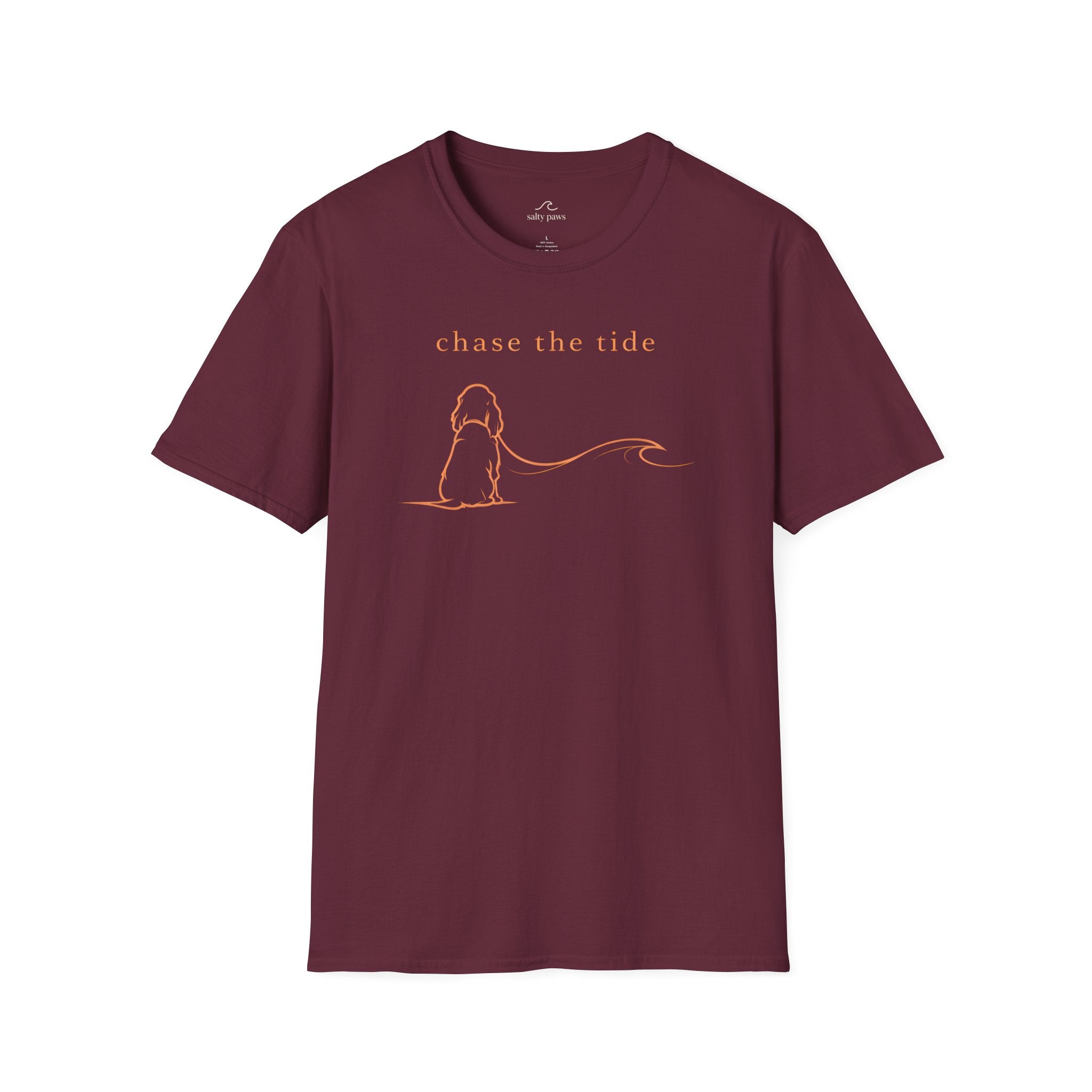 Cocker Spaniel Dog Beach Ocean Line Art Tee