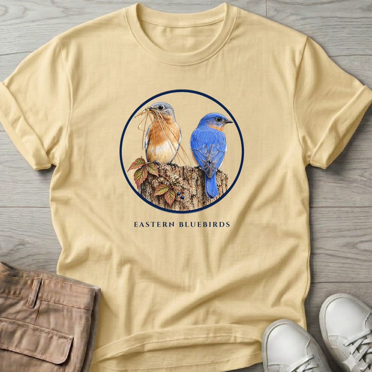 Eastern Bluebirds T-Shirt in Cornsilk