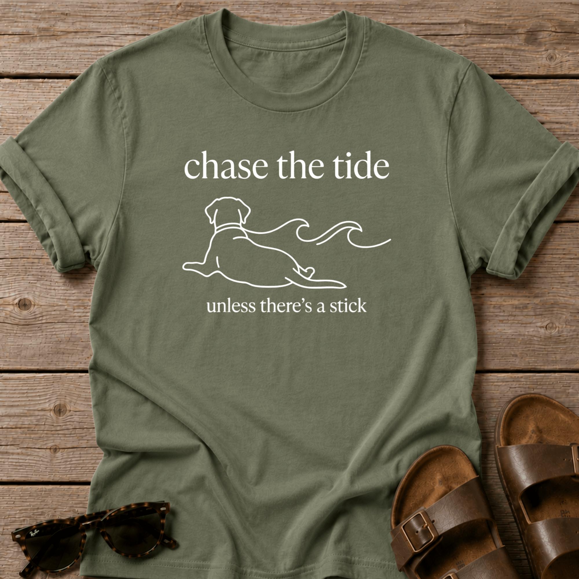 Lazy Dog Stick Bella Canvas - Labrador Retriever - coastal graphic t-shirt, Salty Paws