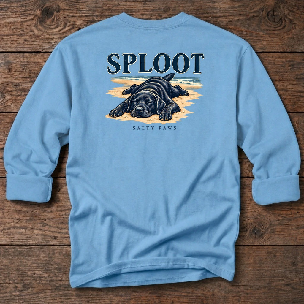 SPLOOT Back Design T-Shirt in Carolina Blue, Salty Paws coastal long sleeve tee