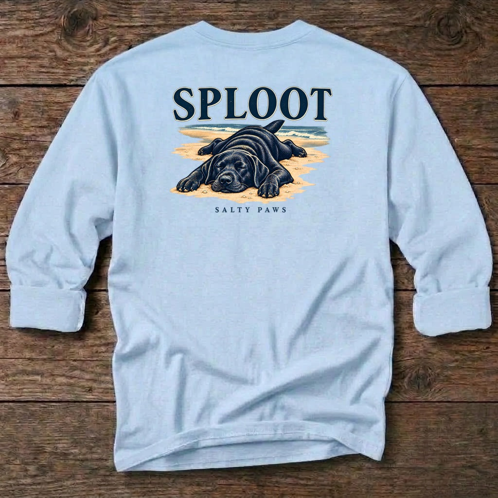 SPLOOT Back Design T-Shirt in Light Blue, Salty Paws coastal long sleeve tee