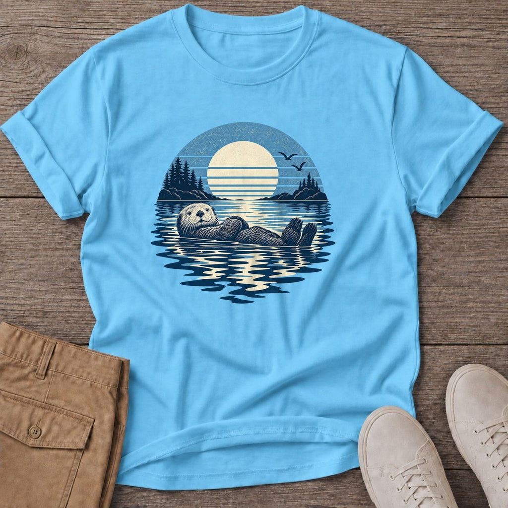 Moonlit Sea Otter T-Shirt in Sky