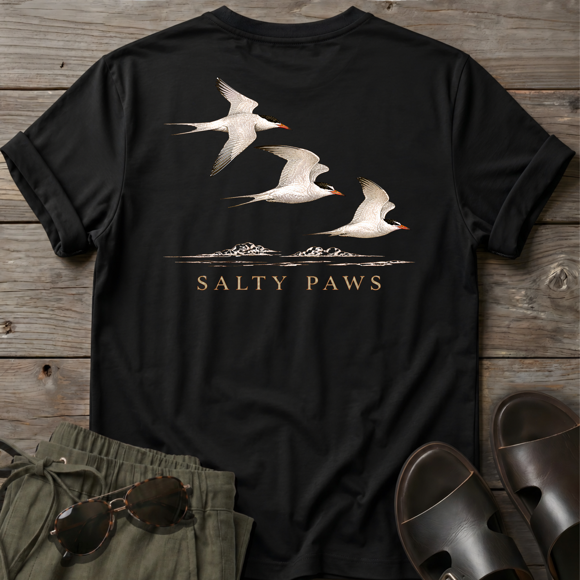 3 Terns in Flight BACK DESIGN T-Shirt