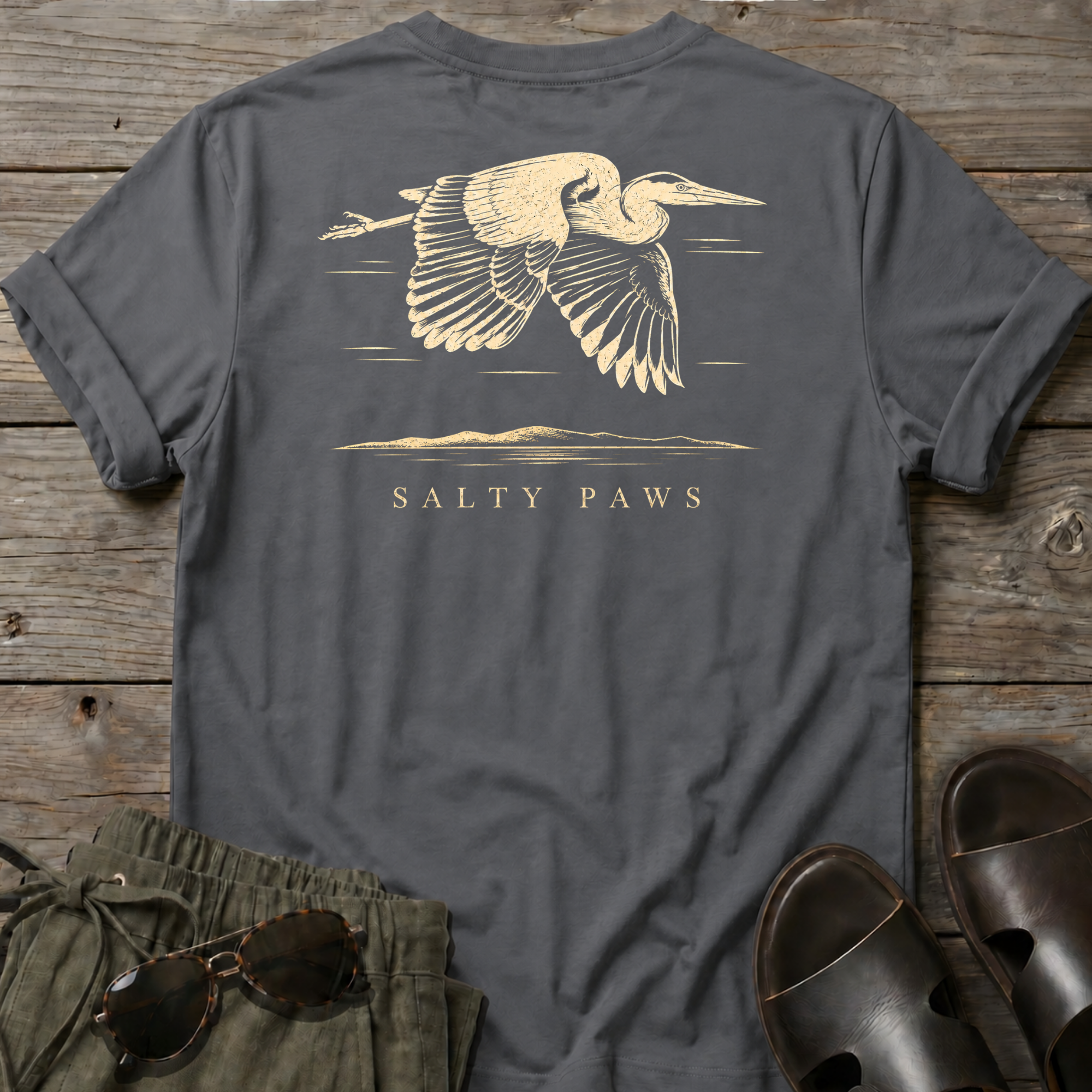 Great Heron Flight 3 T-shirt BACK DESIGN