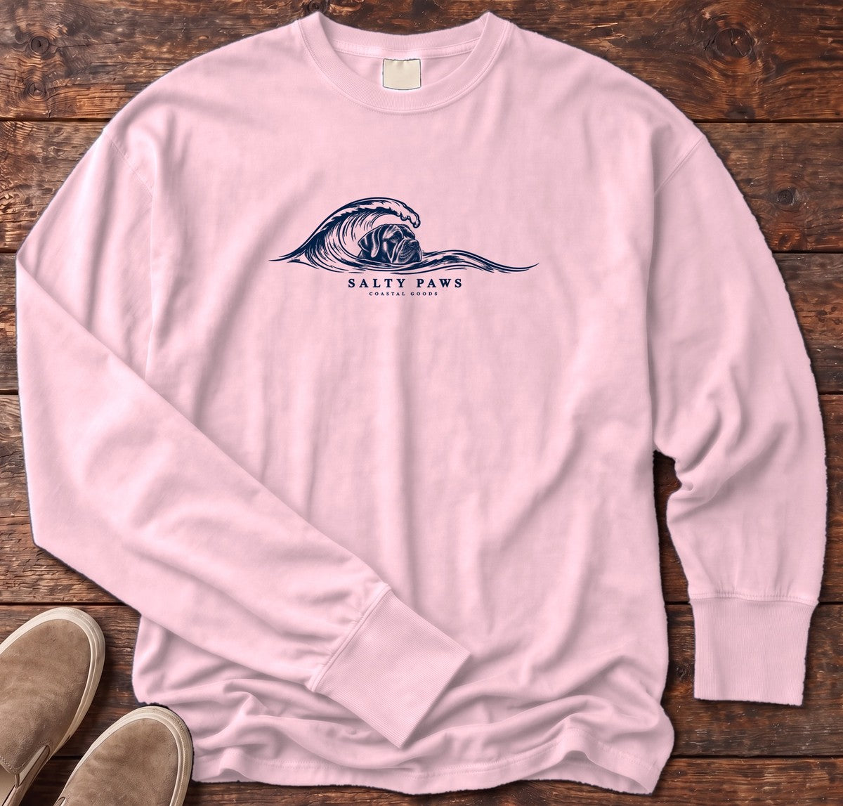 Cane Corso Wave Long Sleeve Tee in Blossom, Salty Paws Comfort Colors long sleeve tee