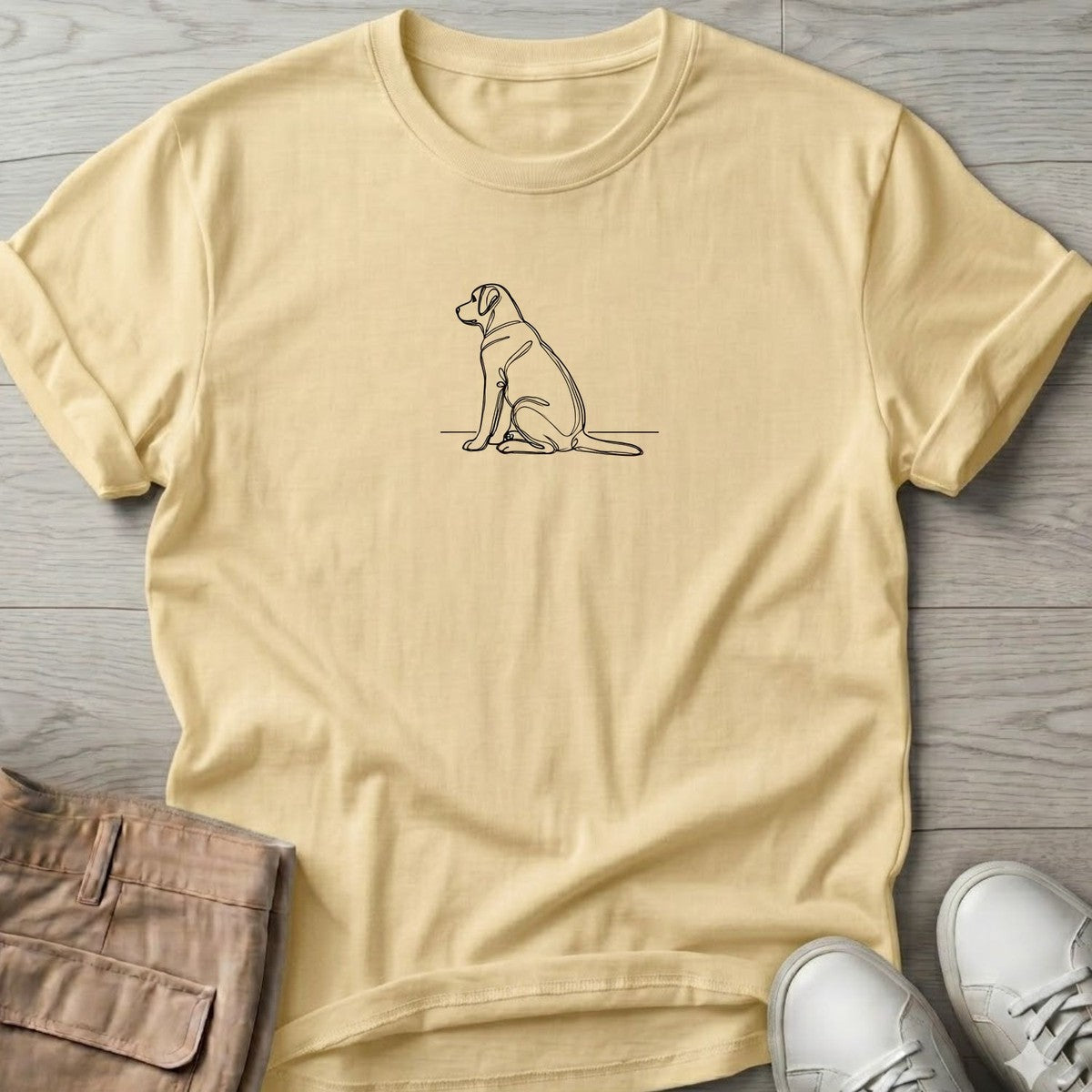 Lab Line Drawing T-Shirt in Cornsilk