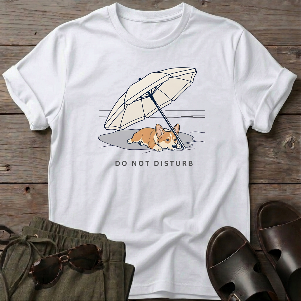 Do Not Disturb Corgi T-Shirt in White