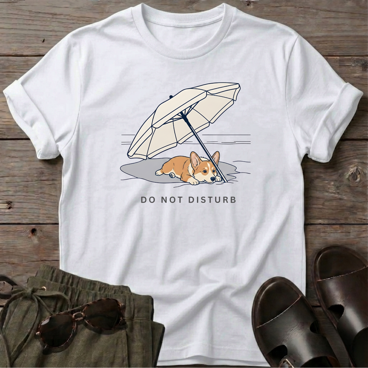 Do Not Disturb Corgi T-Shirt in White