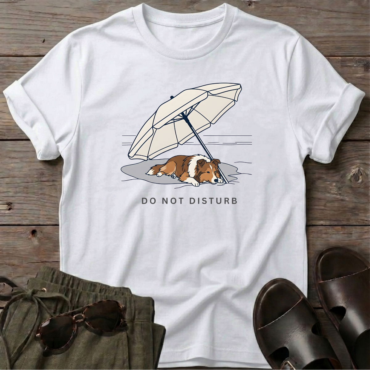 Do Not Disturb Collie T-Shirt in White