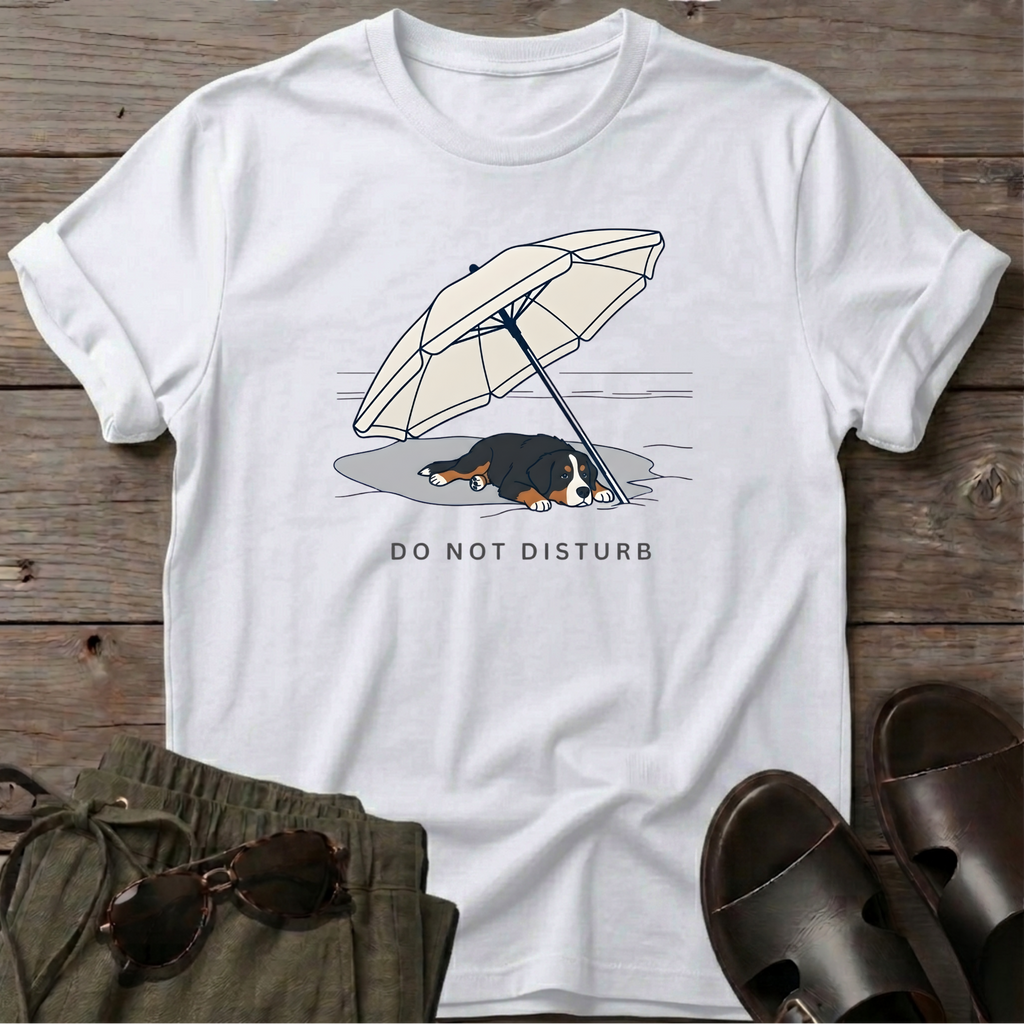 Do Not Disturb Bernese Mountain Dog T-Shirt in White