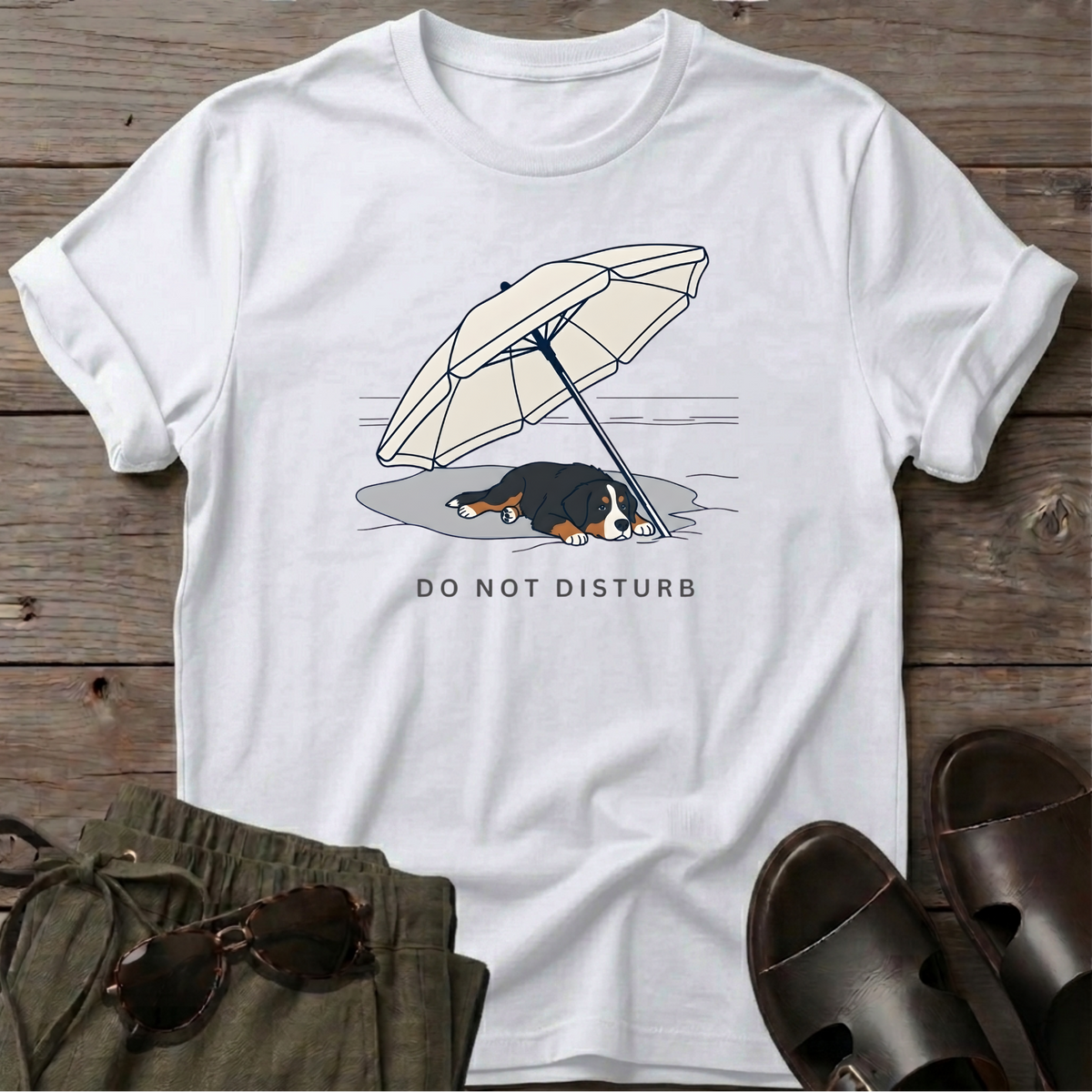 Do Not Disturb Bernese Mountain Dog T-Shirt in White