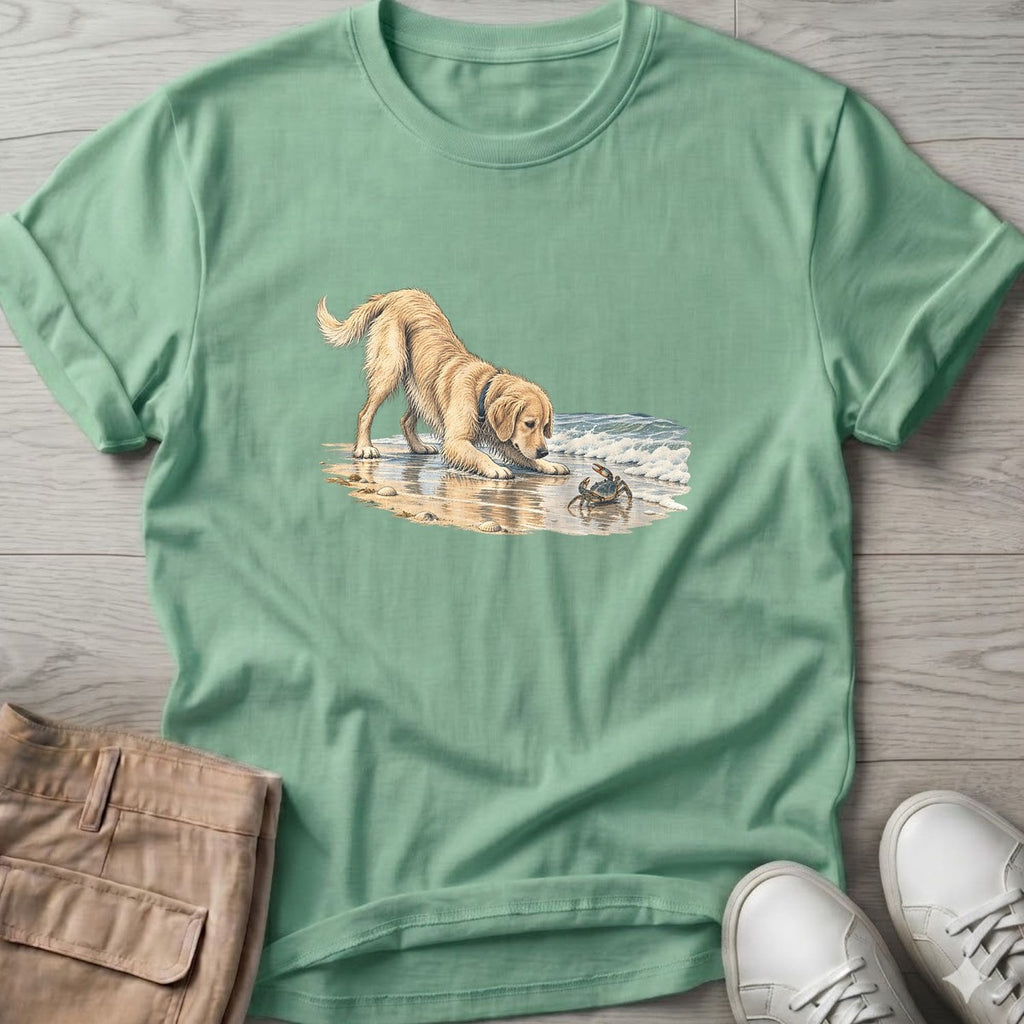 Golden and the Crab T-Shirt in Mint Green