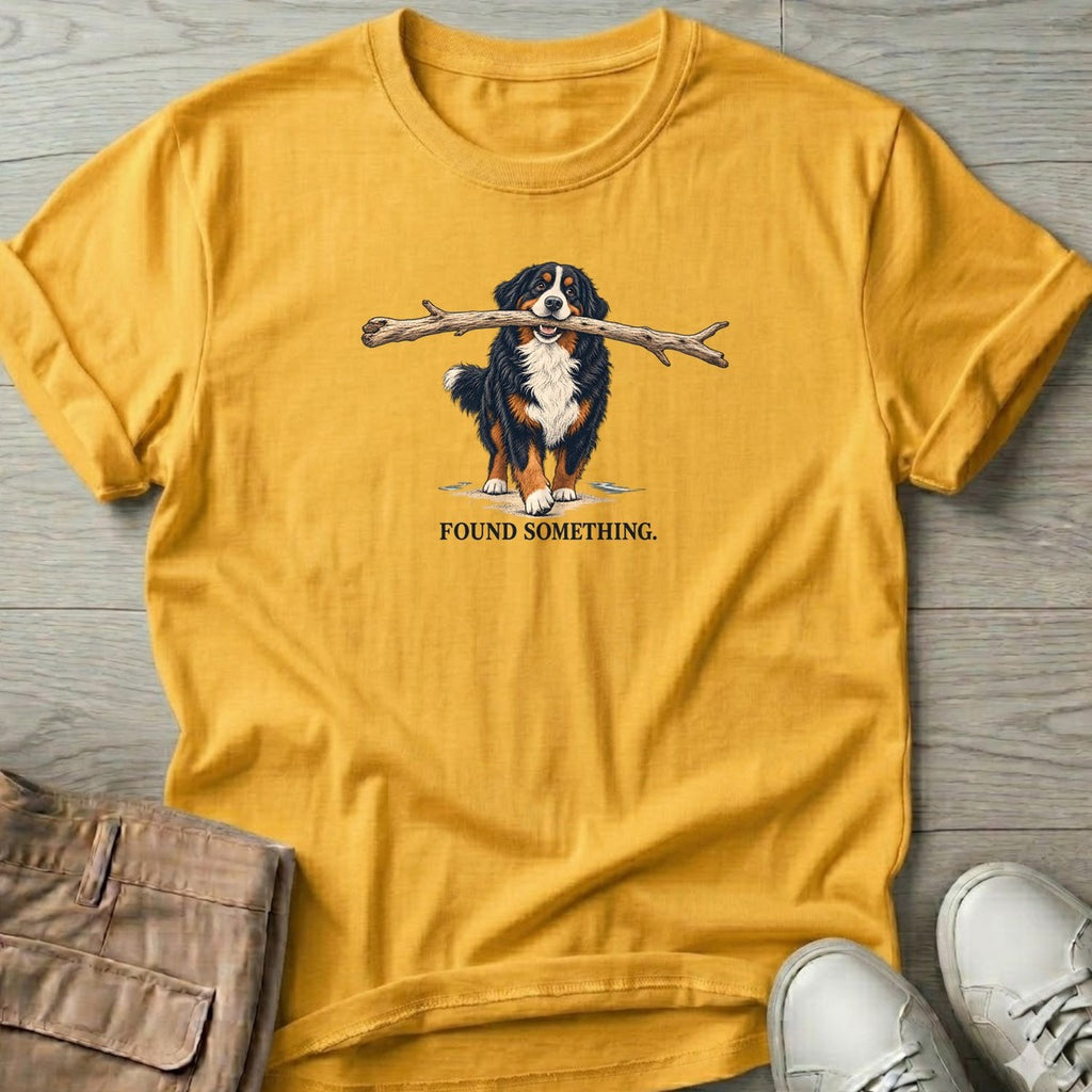 Found Something Bernese T-Shirt in Daisy, Salty Paws T-Shirt, front design flat lay