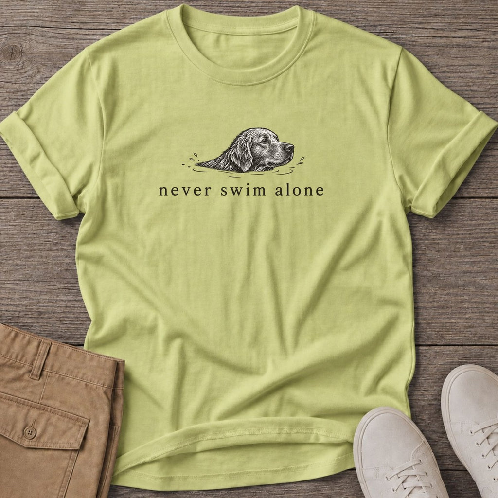 Never Swim Alone Golden Dog T-Shirt in Pistachio