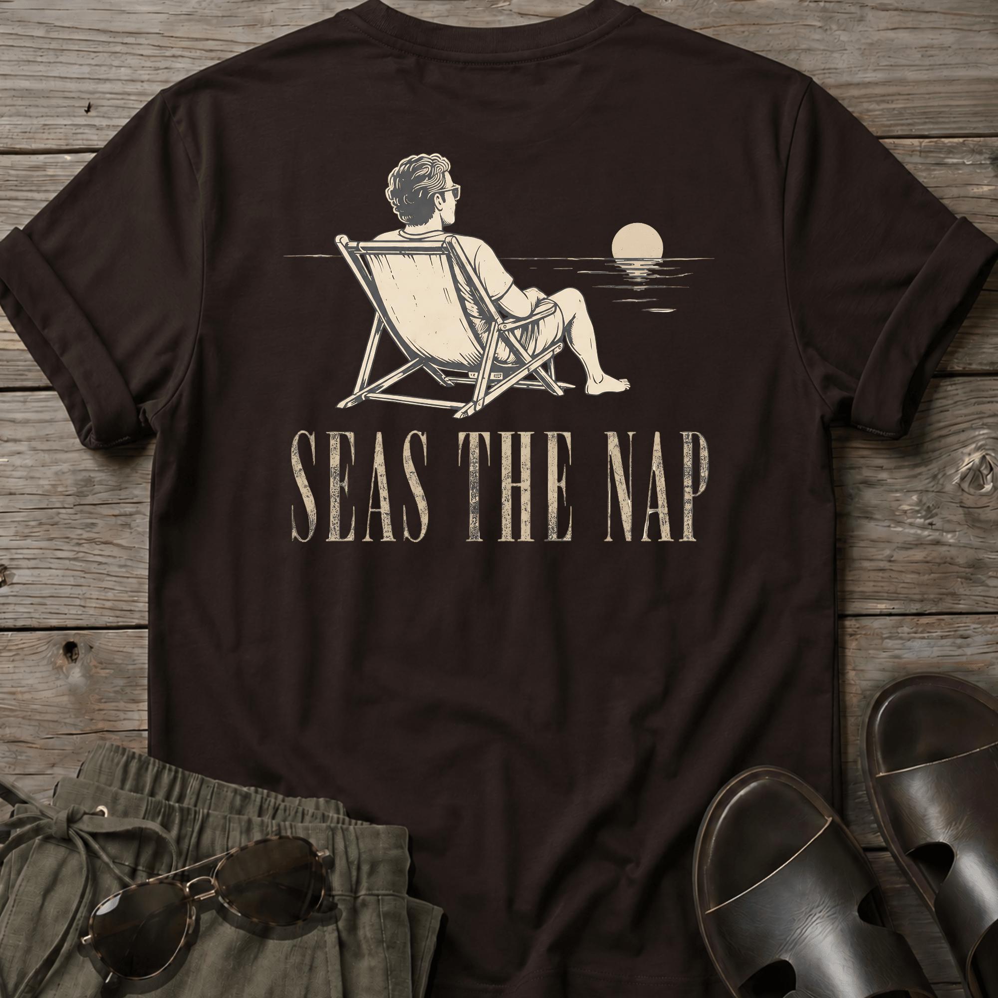 Seas the Nap Back Design T-Shirt - coastal graphic t-shirt, Salty Paws