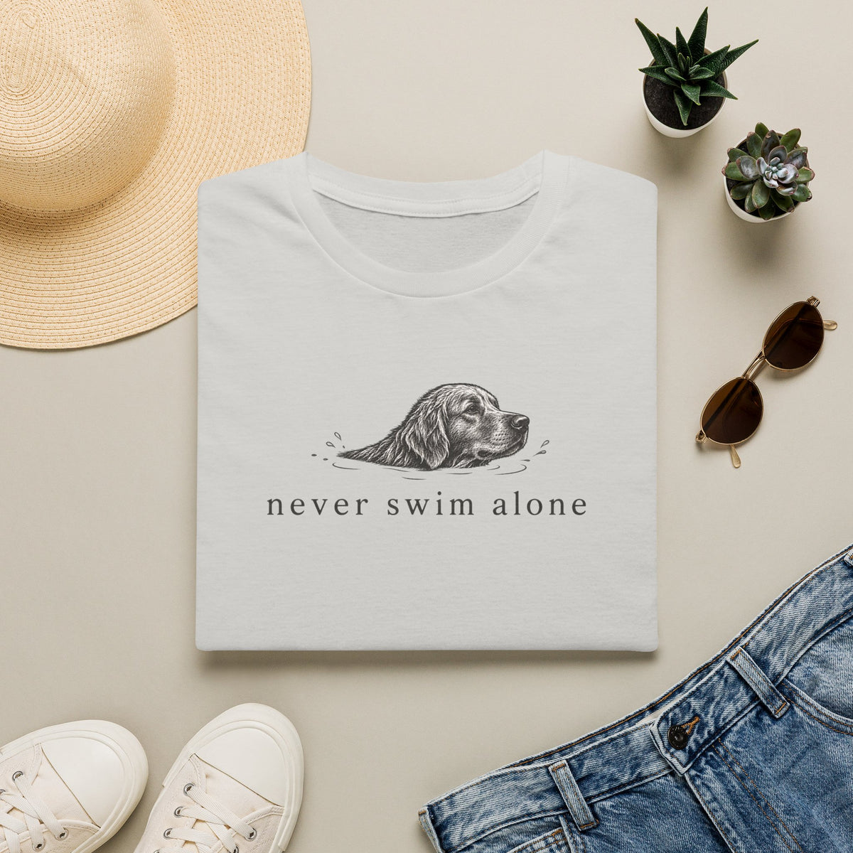 Never Swim Alone Golden Dog T-Shirt