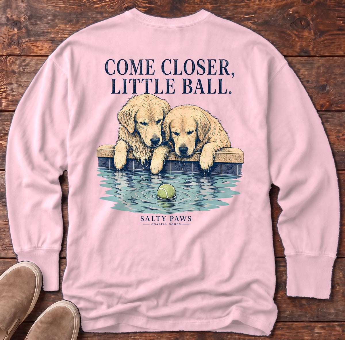 Closer Retrievers Back Design Long Sleeve Tee in Blossom, Salty Paws Comfort Colors long sleeve tee