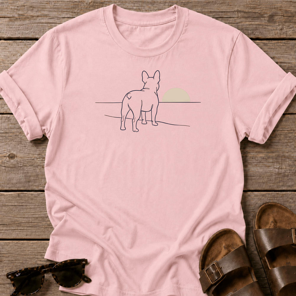 Frenchie Sunset Ocean Beach Dog Bella Canvas Tee