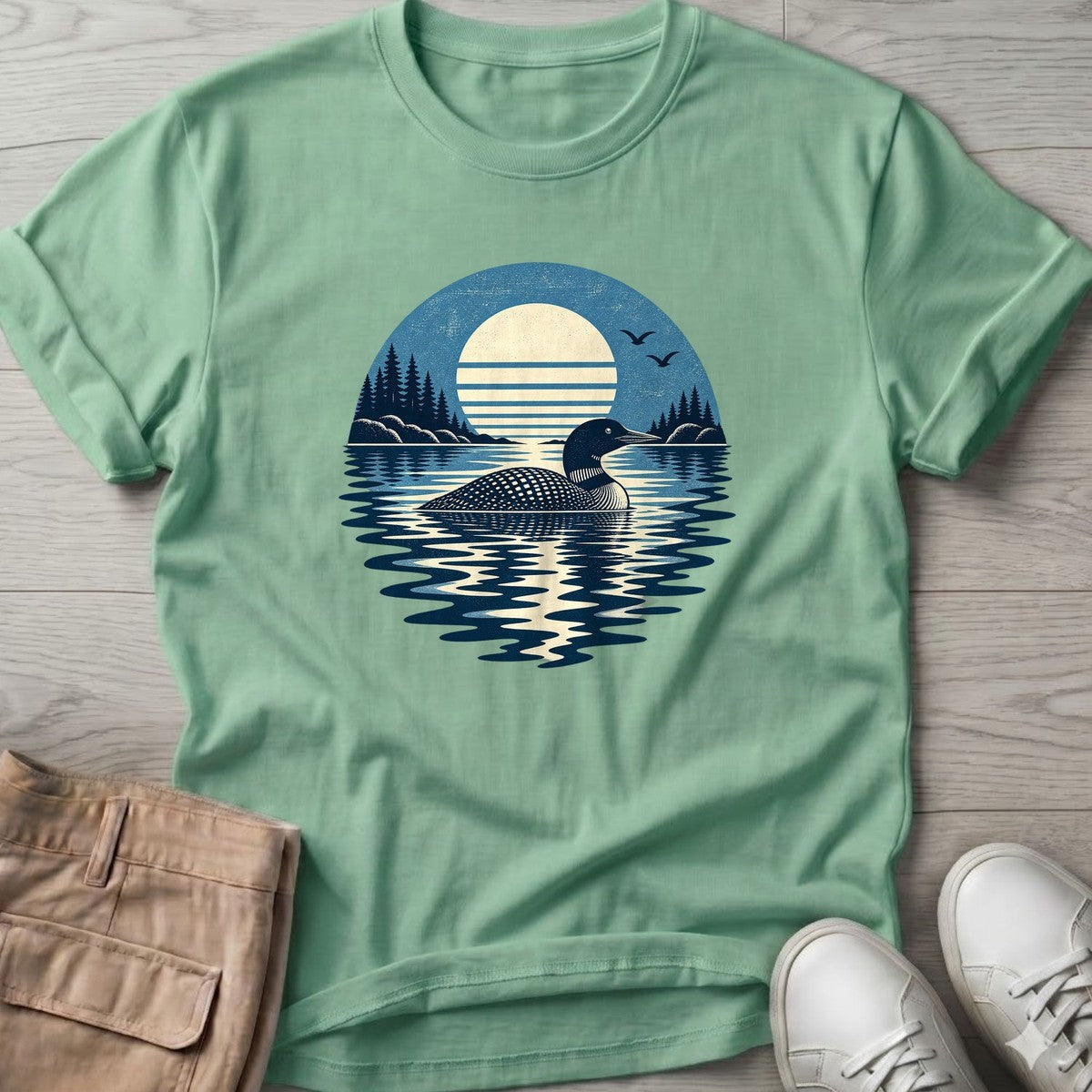 Moonlit Loon T-Shirt in Mint Green