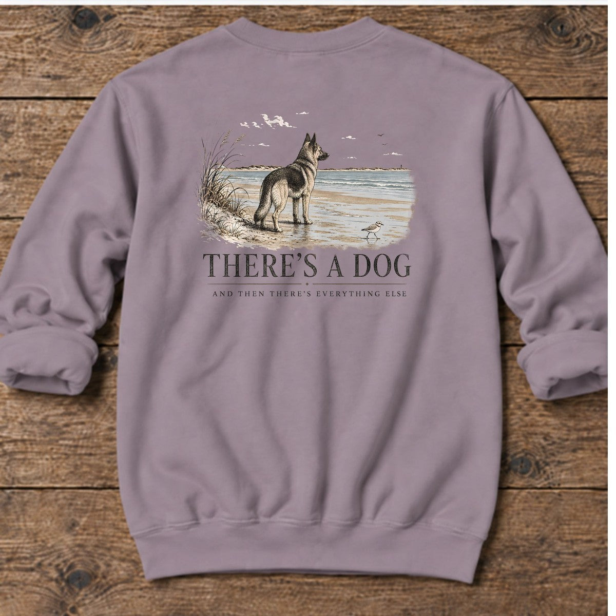 There's a Dog Shepherd Back Design Midweight Sweatshirt in Paragon, Salty Paws coastal sweatshirt