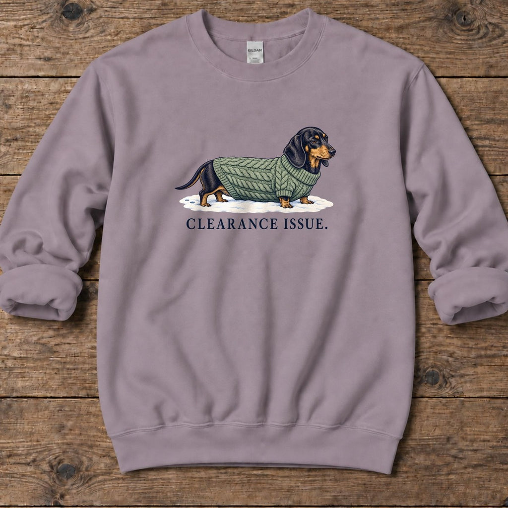 Clearance Issue Dachshund Midweight Sweatshirt in Paragon, Salty Paws Midweight Sweatshirt, front design flat lay