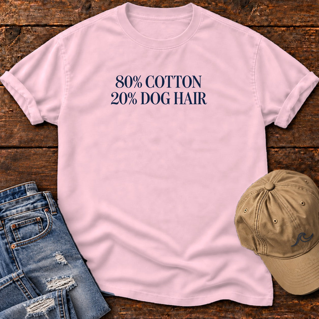 80% Cotton 20% Dog Hair T-Shirt in Blossom, Salty Paws Comfort Colors T-Shirt, front design flat lay