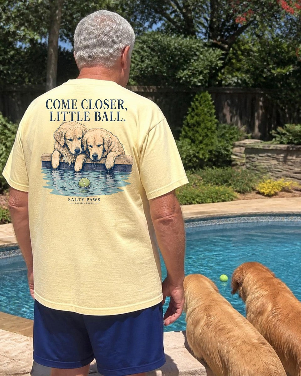 Come Closer, Little Ball Comfort Colors T-Shirt in Butter, worn by a model