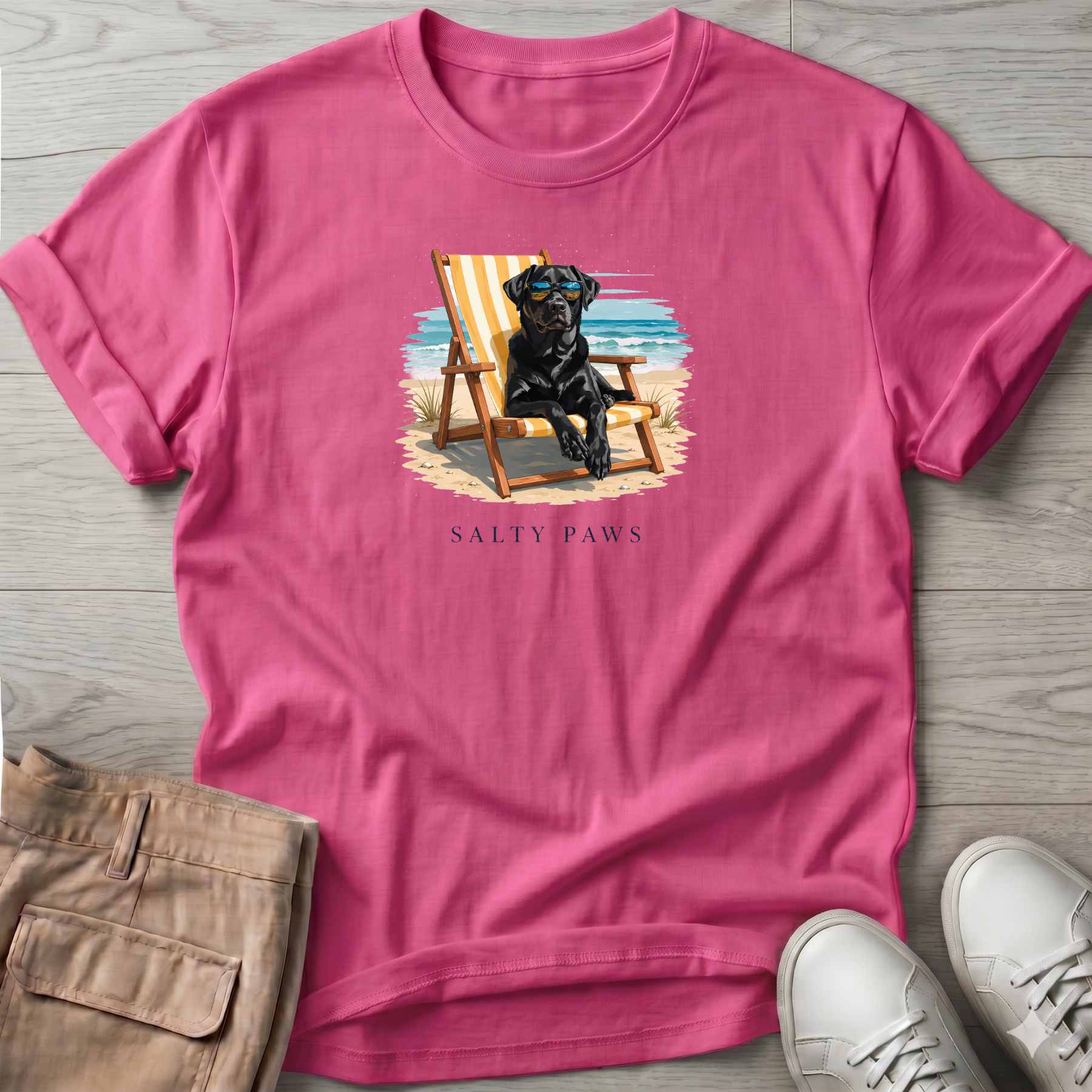 Black Lab Beach Chair Dog T-Shirt