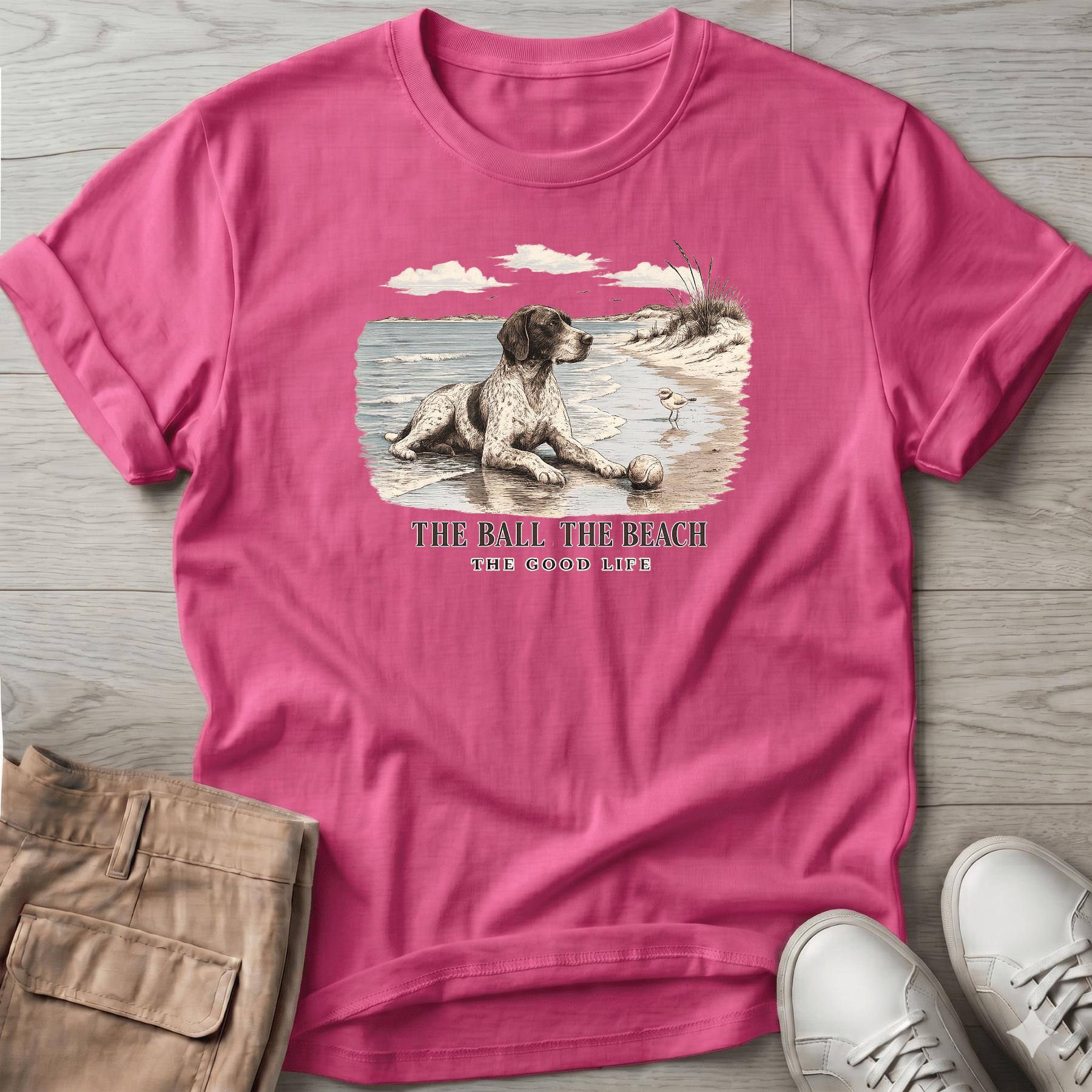 Ball Beach & Shorthair Pointer Dog T-Shirt