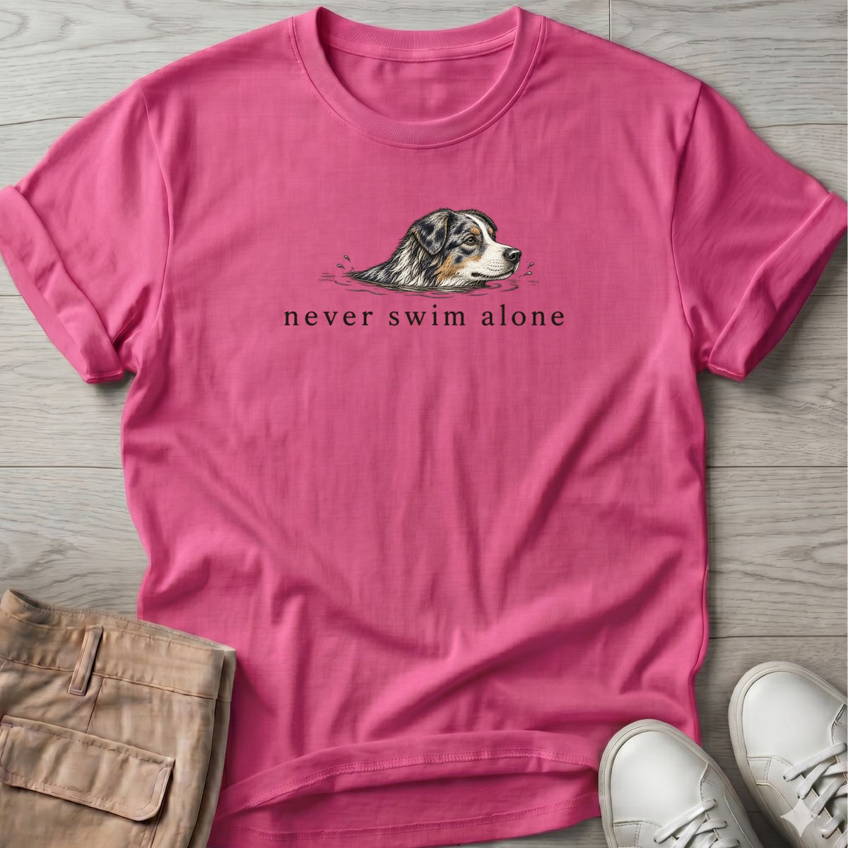 Never Swim Alone Aussie BACK T-Shirt