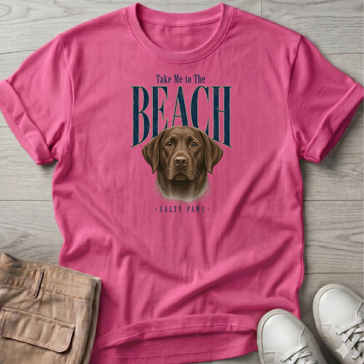 Chocolate Labrador Take me to the Beach Dog T-Shirt