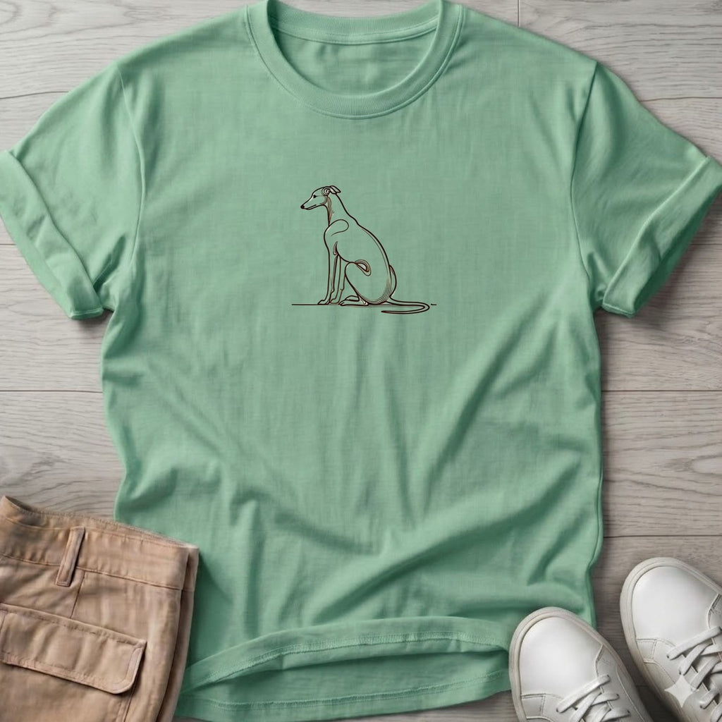 Greyhound Line Drawing T-Shirt in Mint Green