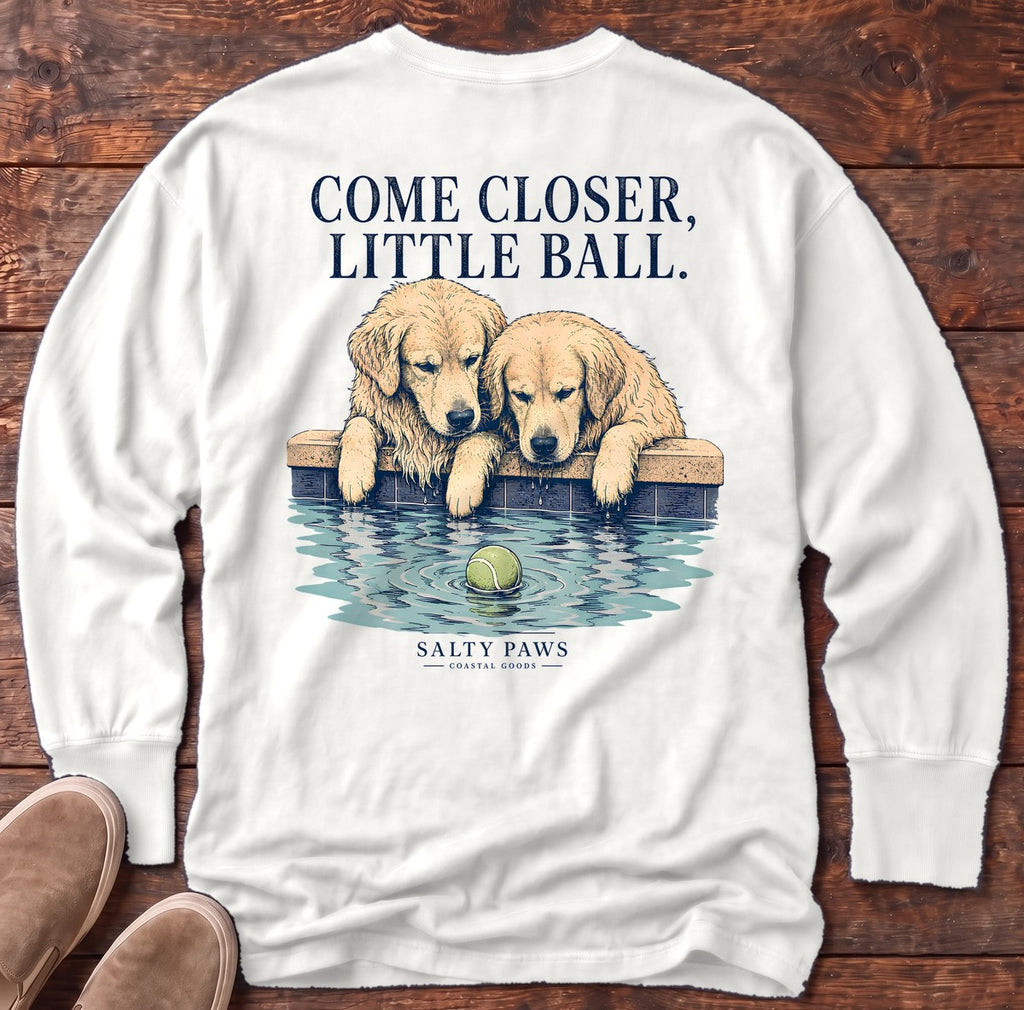 Closer Retrievers Back Design Long Sleeve Tee in White, Salty Paws Comfort Colors long sleeve tee