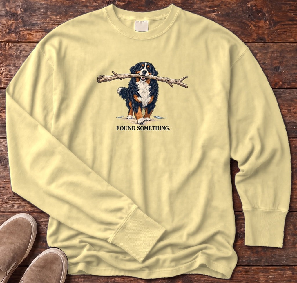 Found Something Bernese Long Sleeve Tee in Butter, Salty Paws Comfort Colors long sleeve tee