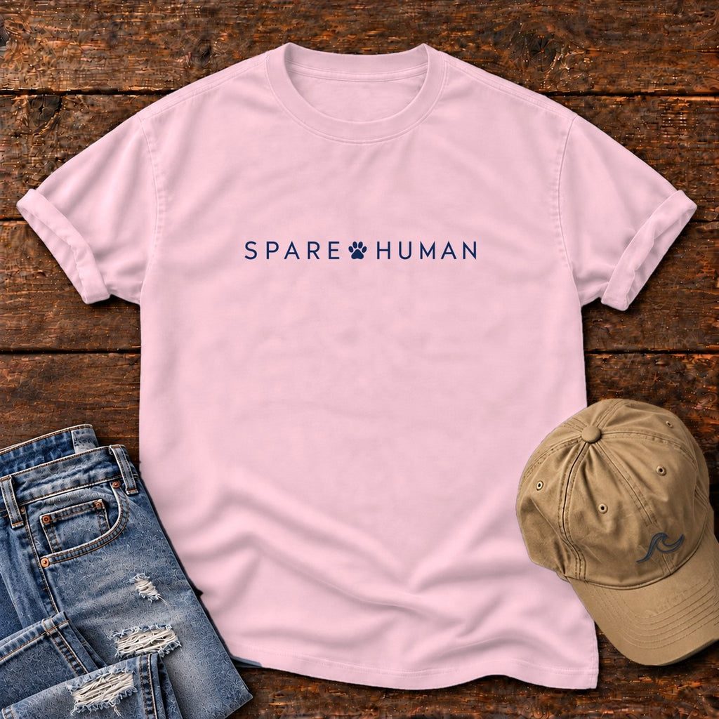 Spare Human T-Shirt in Blossom, Salty Paws Comfort Colors T-Shirt, front design flat lay