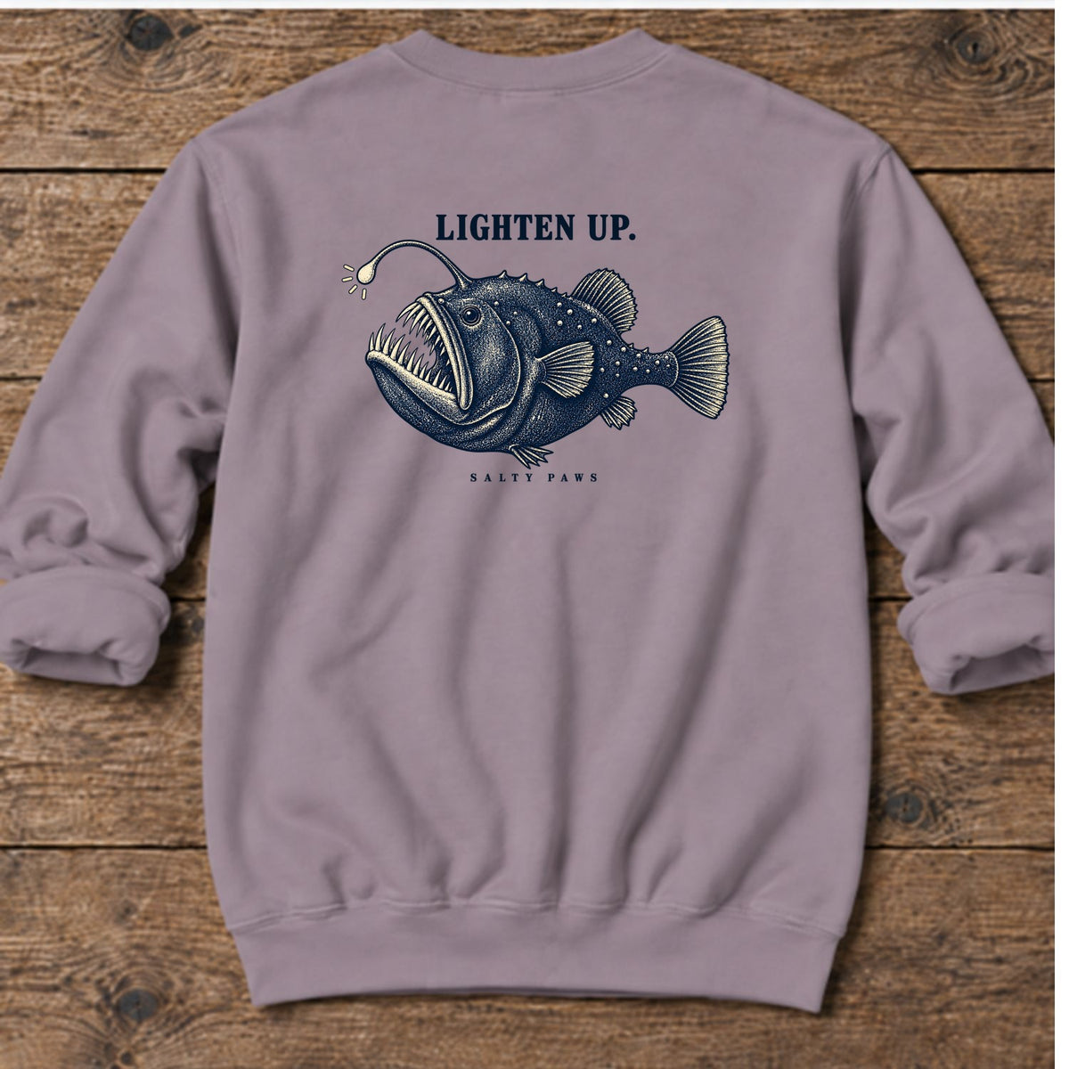 Anglerfish Lighten Up Midweight Sweatshirt in Paragon, Salty Paws coastal sweatshirt