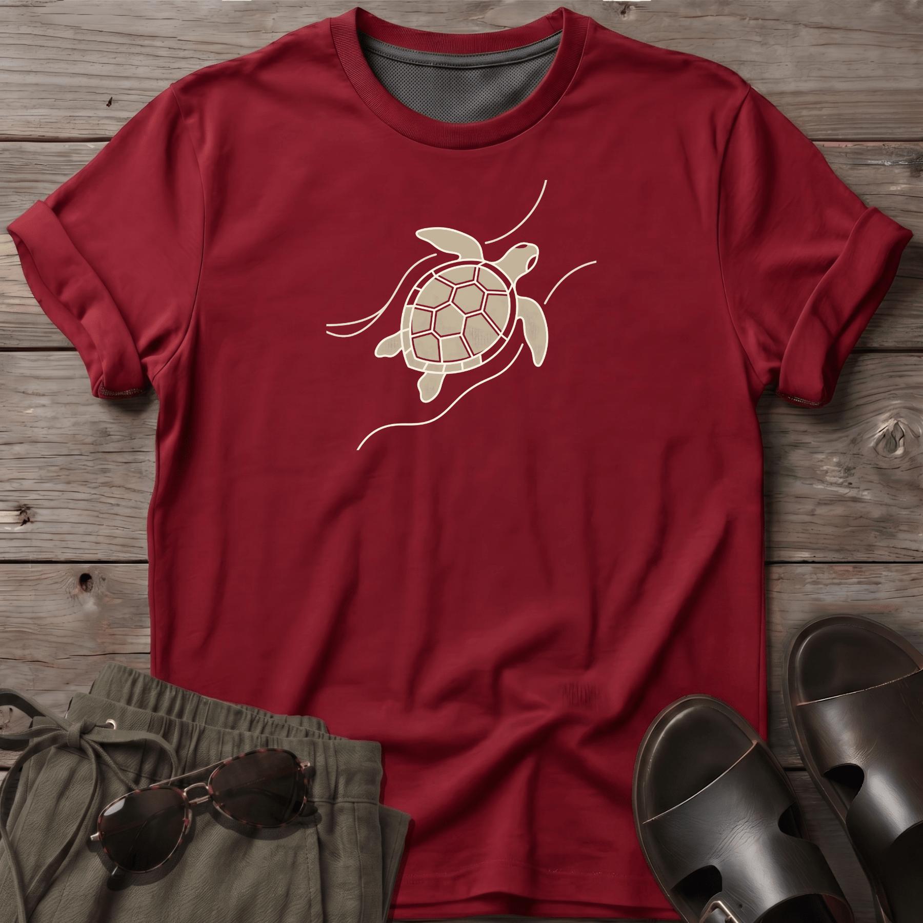 Sea Turtle Waves Beach Ocean Line Art Tee - coastal graphic t-shirt, Salty Paws