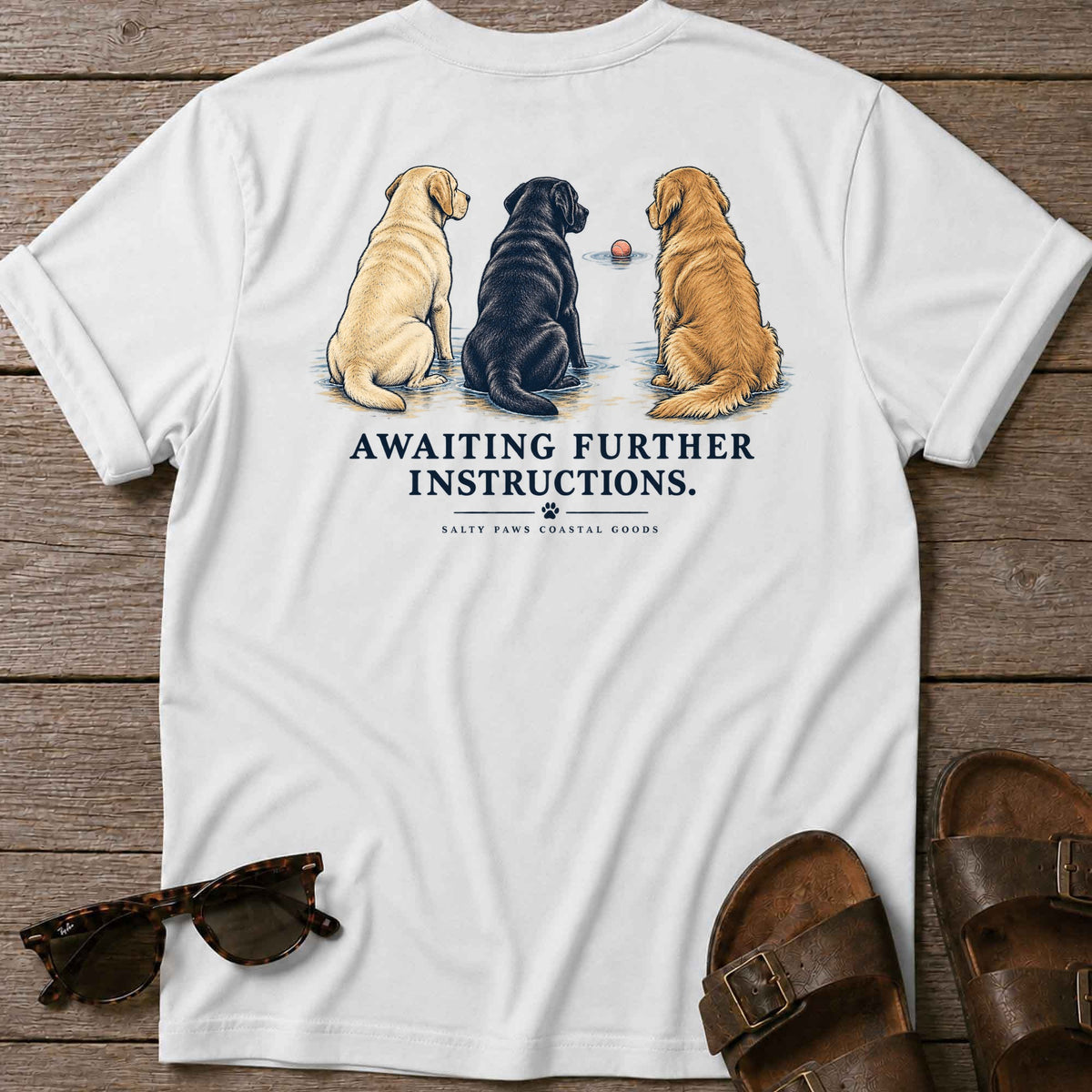 Awaiting Further Instructions Back Design T-Shirt in White
