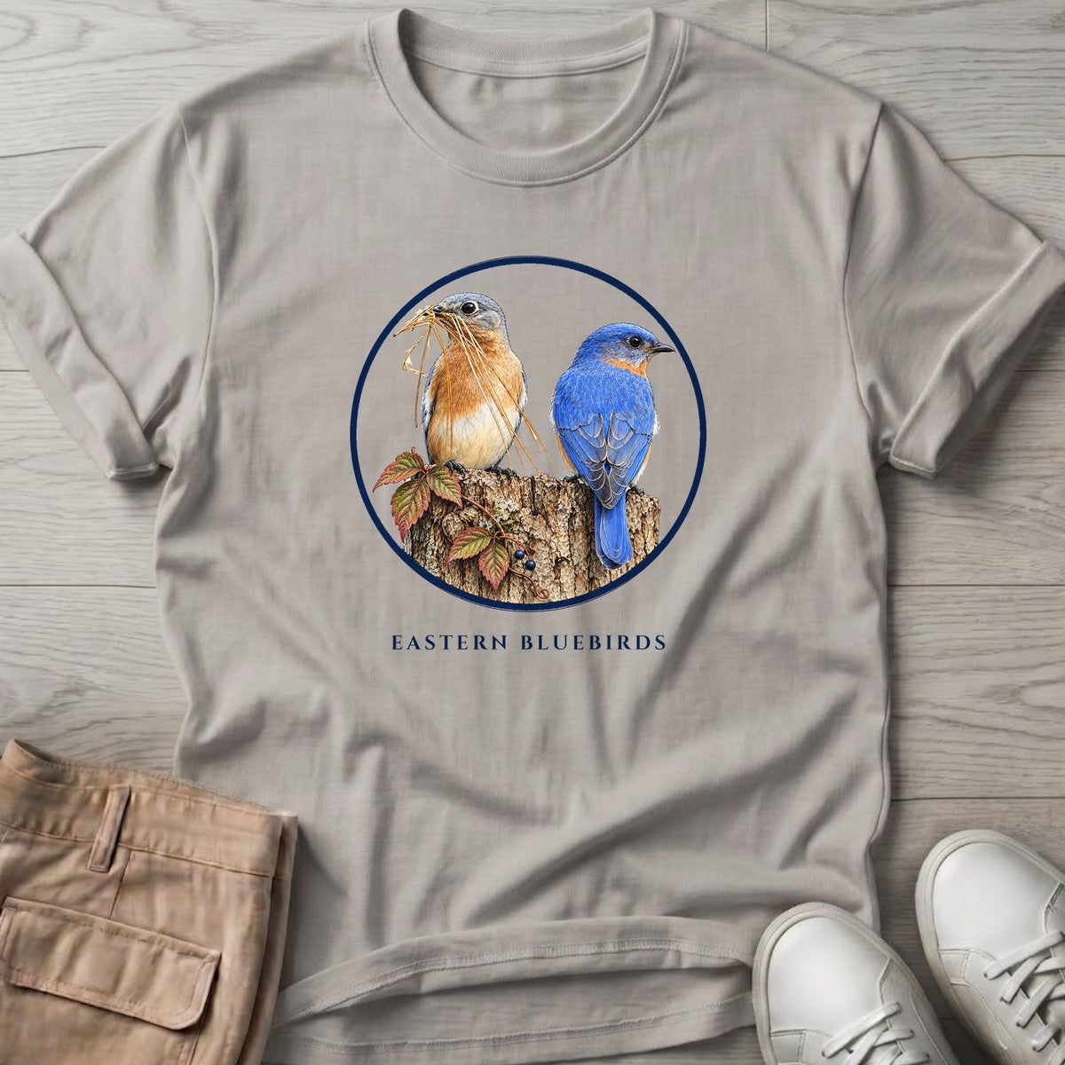 Eastern Bluebirds T-Shirt in Ice Grey