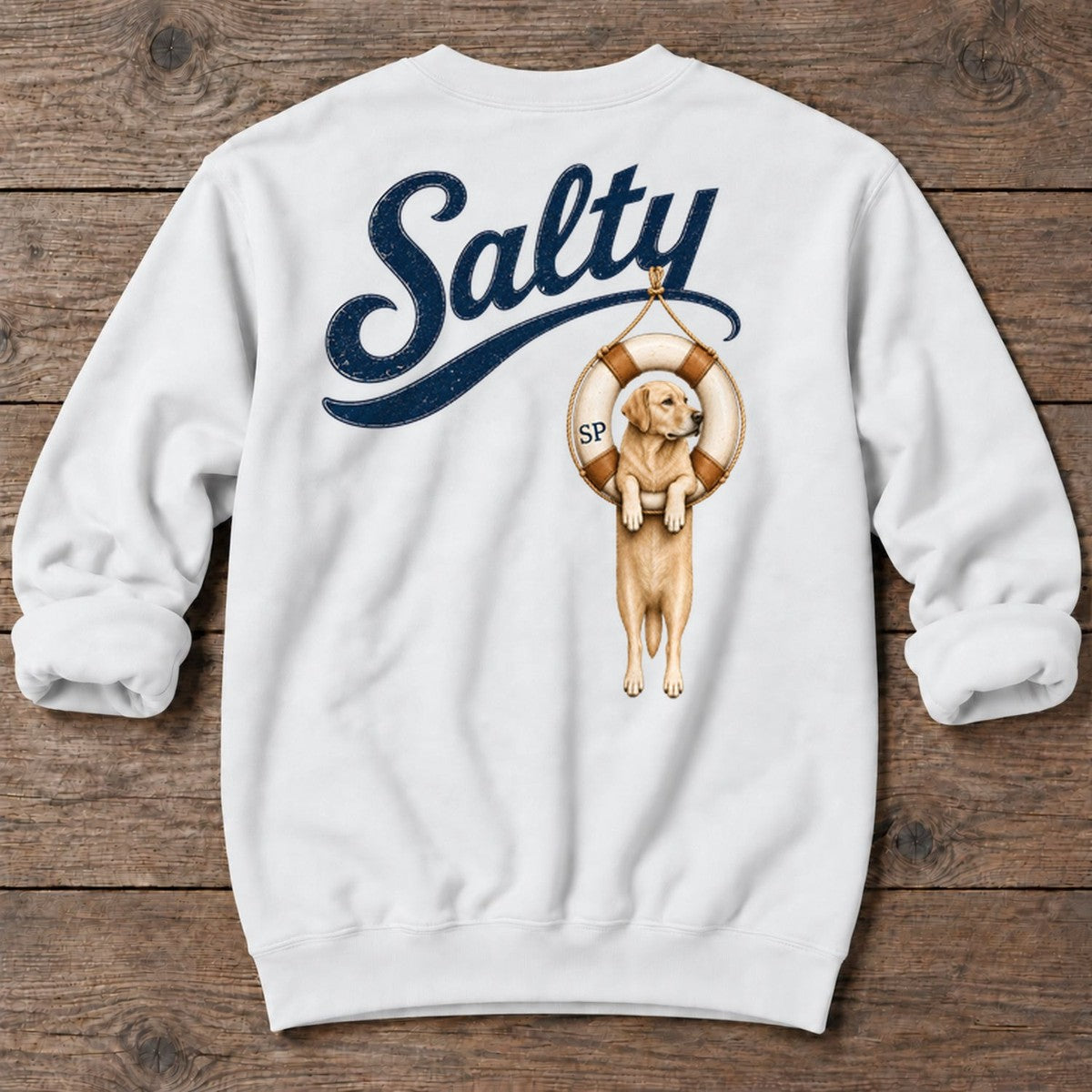 Golden Retrievers Tube Midweight Sweatshirt in White, Salty Paws coastal sweatshirt