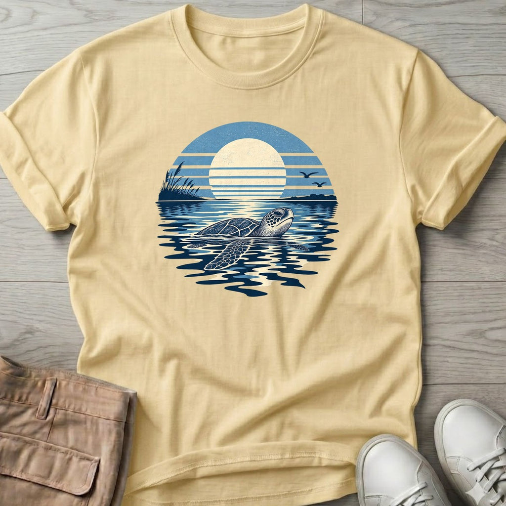Moonlit Sea Turtle T-Shirt in Cornsilk