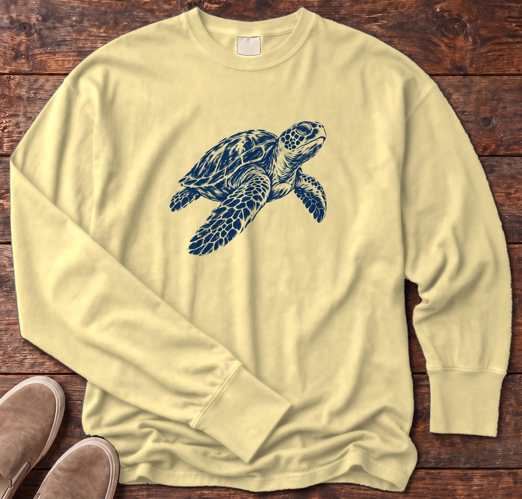 Sea Turtle Long Sleeve Tee in Butter, Salty Paws Comfort Colors long sleeve tee
