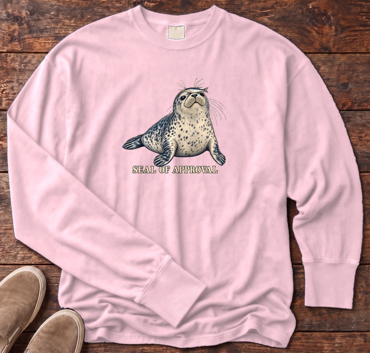 Seal of Approval Long Sleeve Tee in Blossom, Salty Paws Comfort Colors long sleeve tee