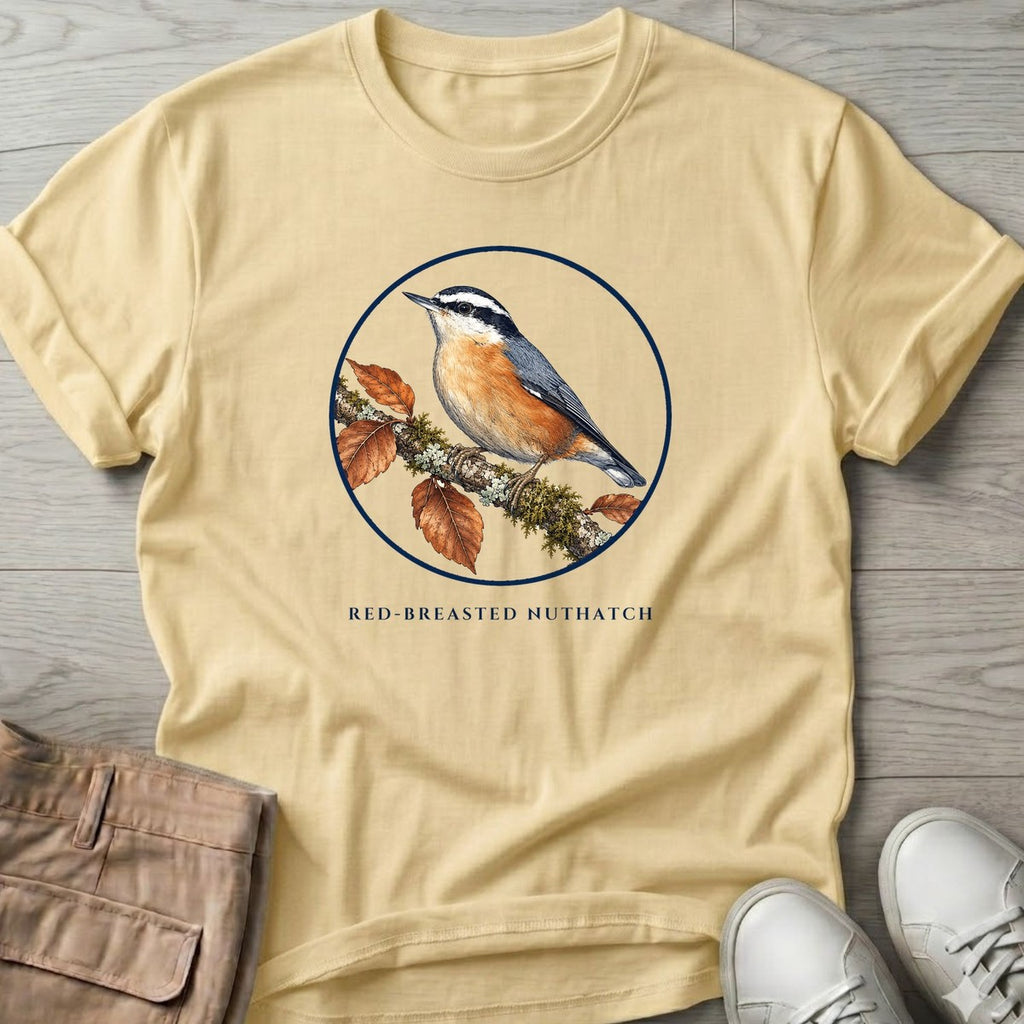 Red-breasted Nuthatch T-Shirt in Cornsilk